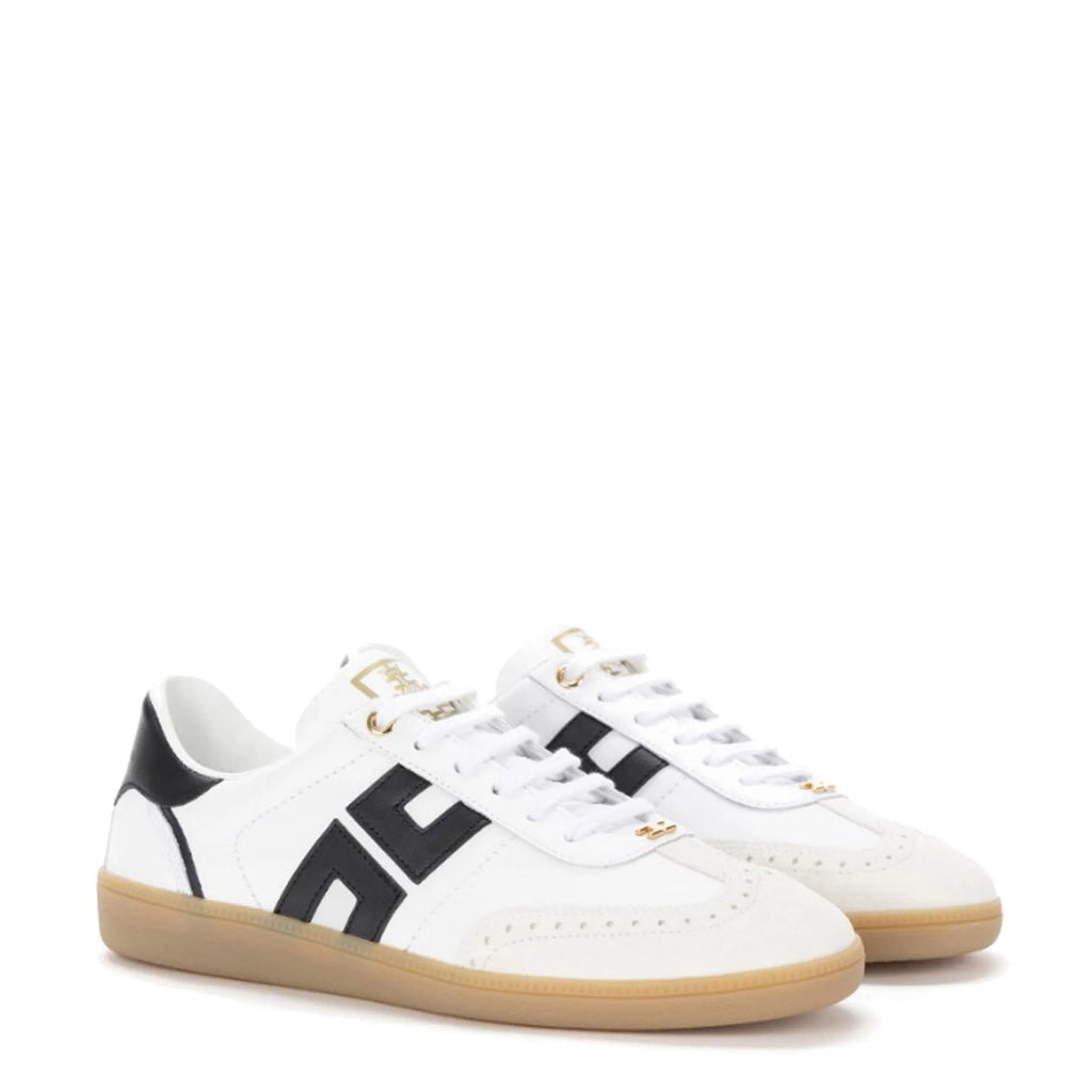 Sneaker Elisabetta Franchi SA50G51E2 in pelle e crosta con logo Bianco/Nero