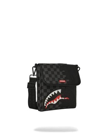 Tracolla Sprayground nero unfinished shark messanger sling 910B7483NSZ
