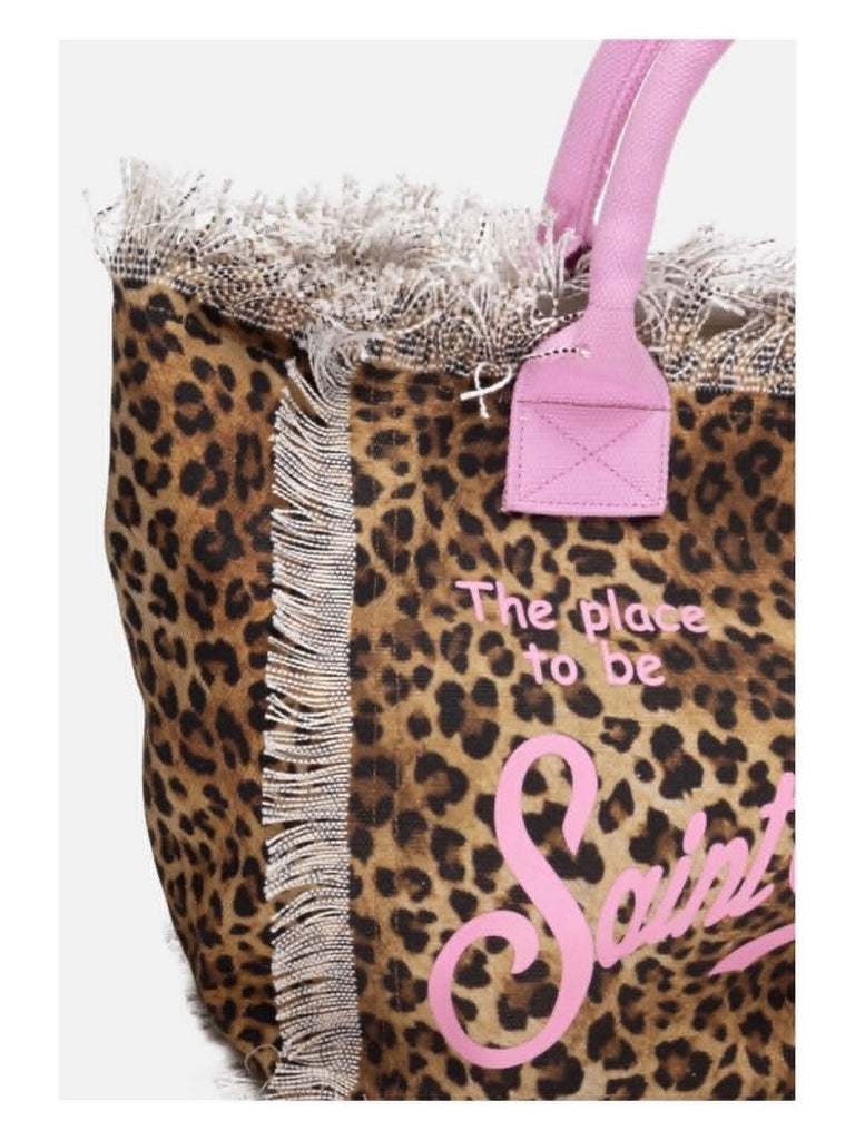 Borsa Mare Saint Barth Vanity Sand Leopardata Logo E Manici In Rosa VANI001 02591L