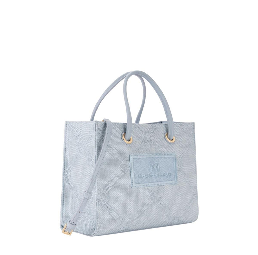 Borsa Elisabetta Franchi BS83A52E2 Tote piccola in rafia jacquard sky blue