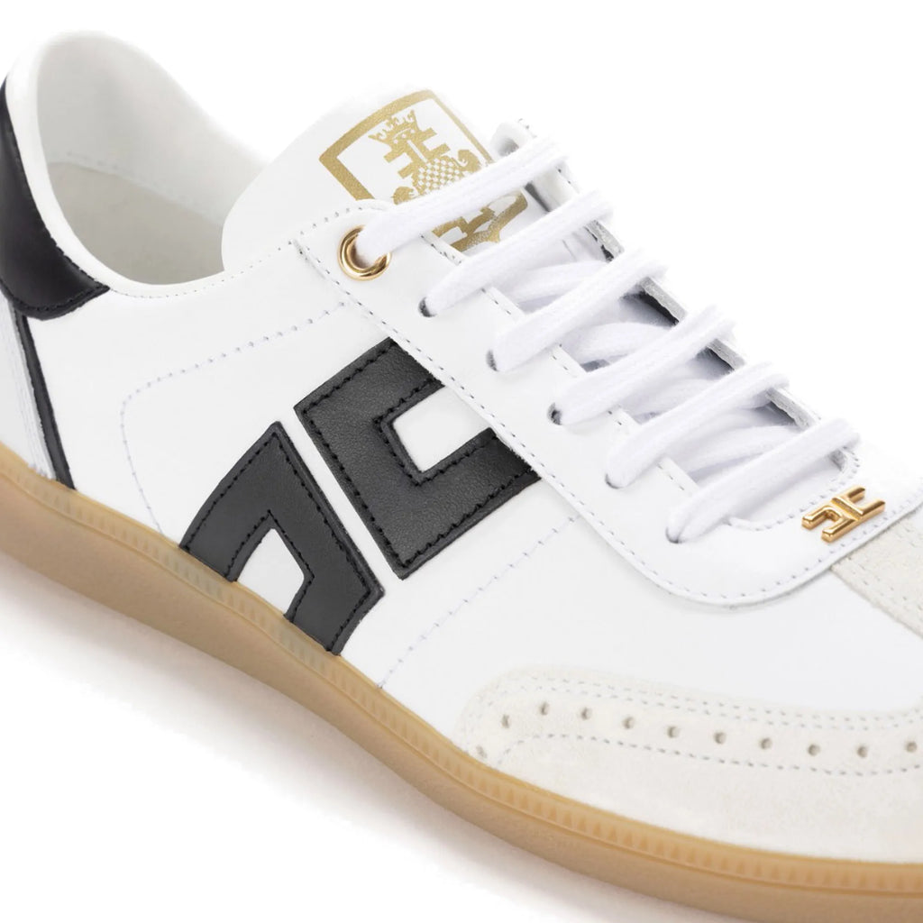 Sneaker Elisabetta Franchi SA50G51E2 in pelle e crosta con logo Bianco/Nero