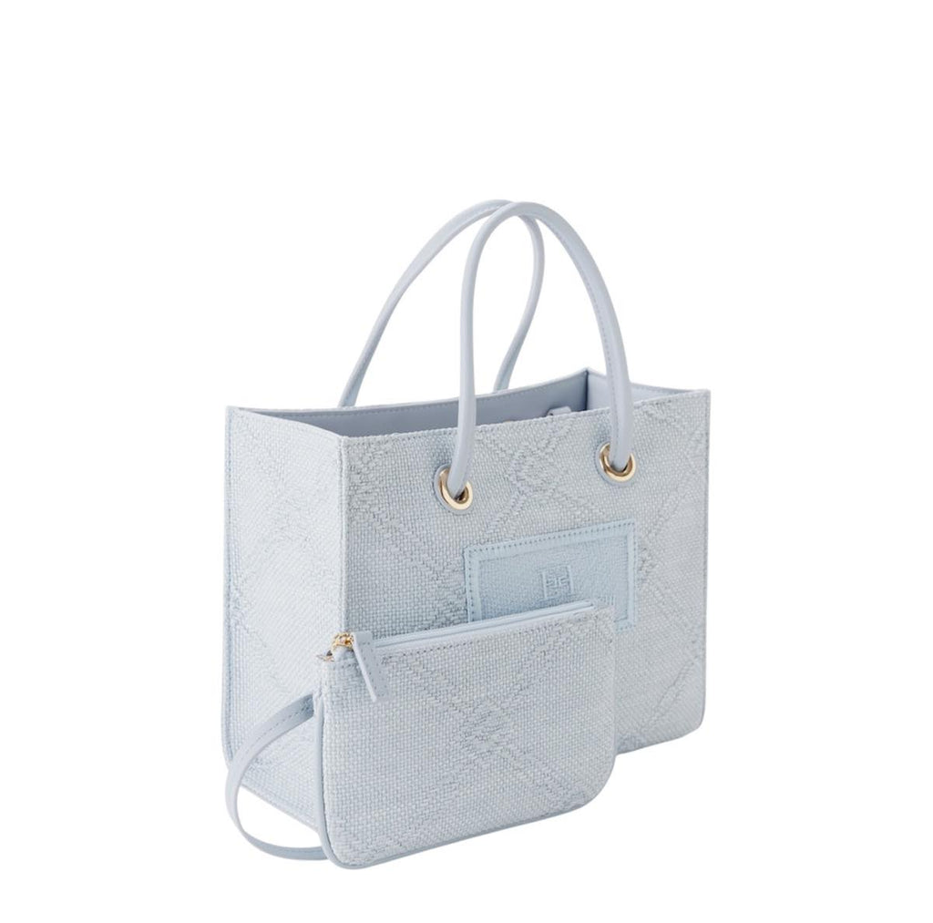 Borsa Elisabetta Franchi BS83A52E2 Tote piccola in rafia jacquard sky blue