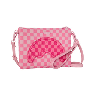 POUCHETTE SPRAYGROUND 9014 PINK SHARKS IN PARIS PATCH CROSSBODY CLUTCH