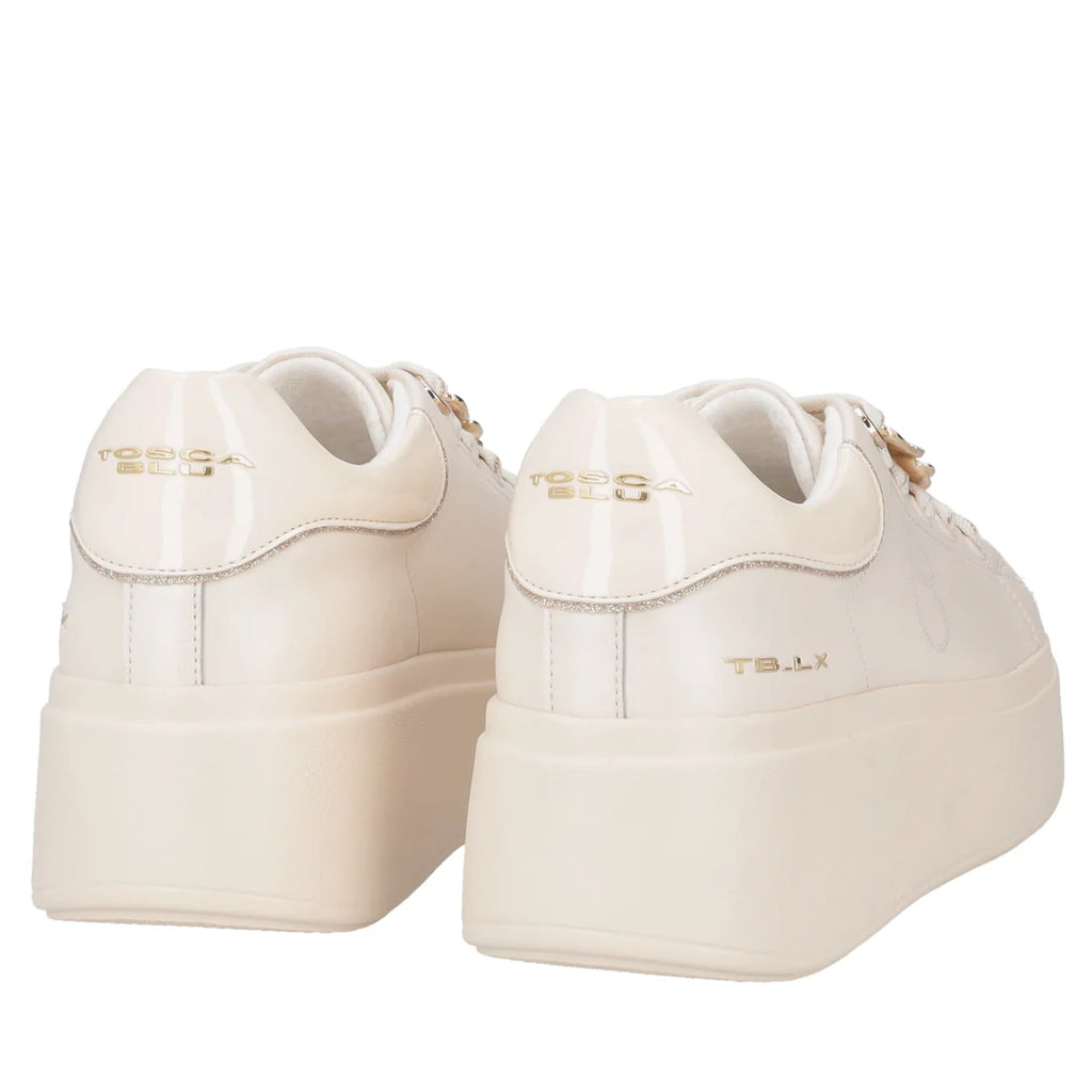 Sneakers Tosca Blu SS2603S021 Clara in pelle con farfalle beige
