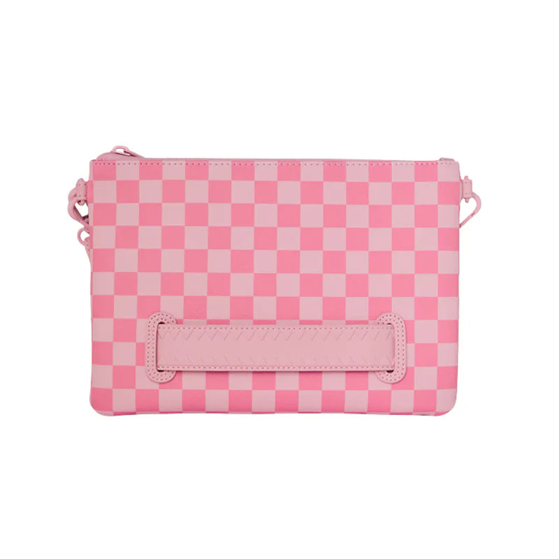 POUCHETTE SPRAYGROUND 9014 PINK SHARKS IN PARIS PATCH CROSSBODY CLUTCH