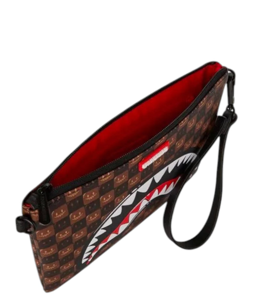 POCHETTE SPRAYGROUND 9307 SHARK IN PARIS WTF BUBBLE BROWN