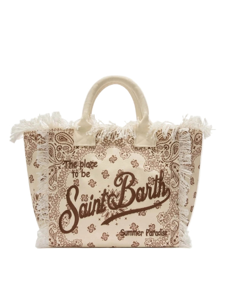 Borsa Mare Saint Barth Vanity In Canvas Con Bandana Beige VANI001 02565L