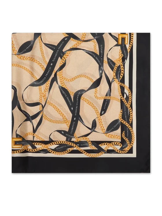 Foulard Elisabetta Franchi FO16L61E2 maxi quadrato con fantasia catene