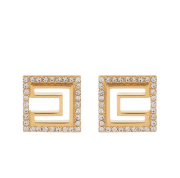 Orecchini Elisabetta Franchi OR58A52E2 Micro squadrati in ottone con logo e strass