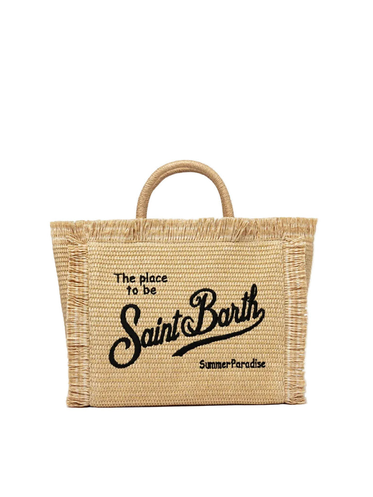 Borsa Saint barth Colette Straw In Raffia Logo Nero COL0017 00421L