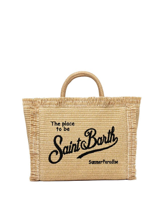 Borsa Saint barth Colette Straw In Raffia Logo Nero COL0017 00421L