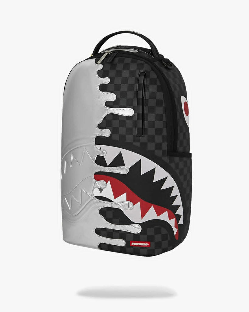 ZAINO SPRAYGROUND 8940 SILVER SIDE DRIP BLACK CHECK DLXSV BACKPACK