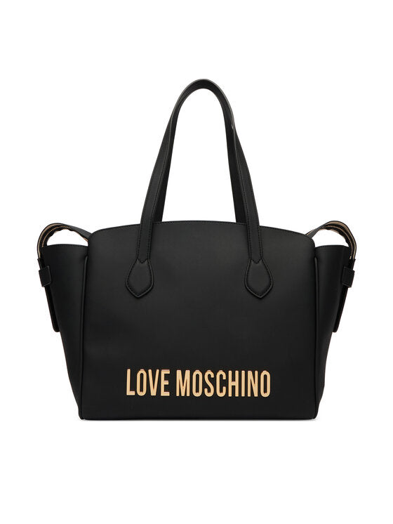 Borsa Love Moschino JC4243 Nera a spalla con logo lettering gold