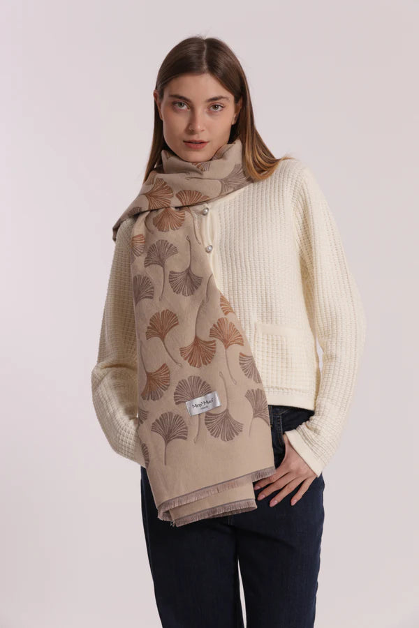 Sciarpa Mimi-Mua 9259 con foglie Ginko