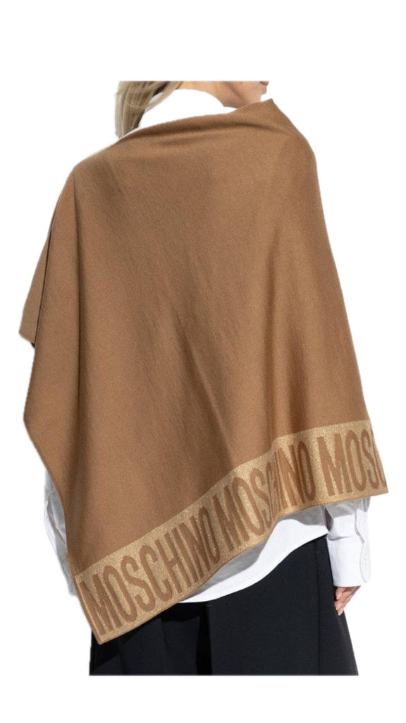 Poncho Moschino  30667 M2339 lana rasata  banda logo lurex