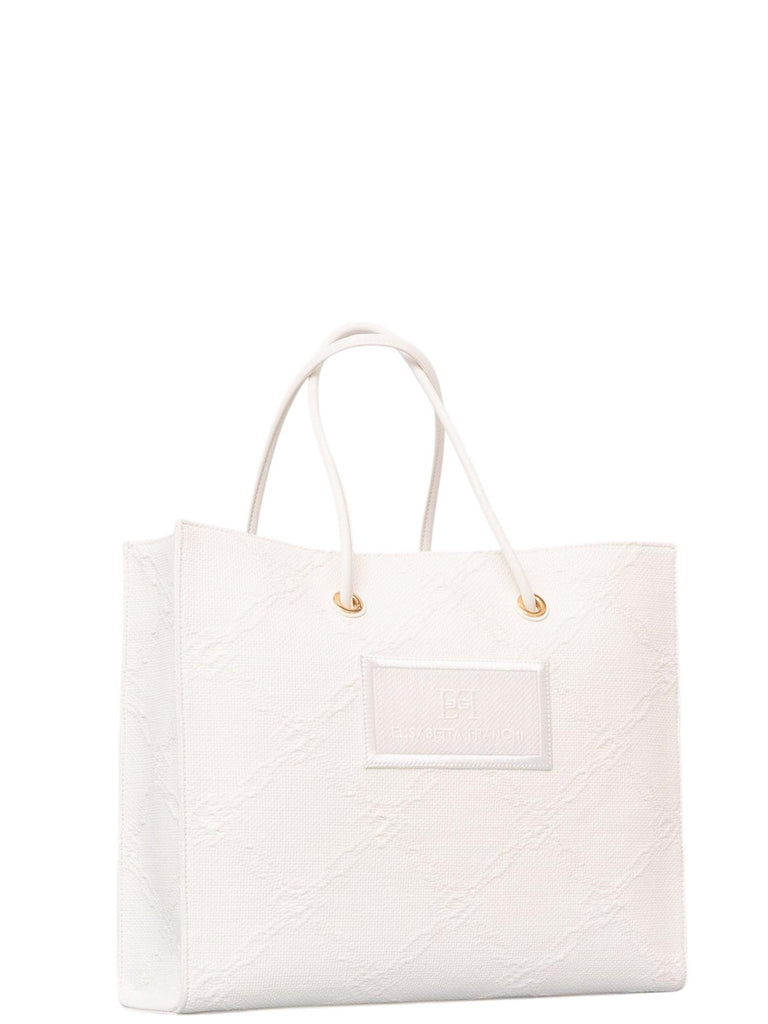 Borsa Elisabetta Franchi BS82A52E2 Tote grande in rafia jacquard