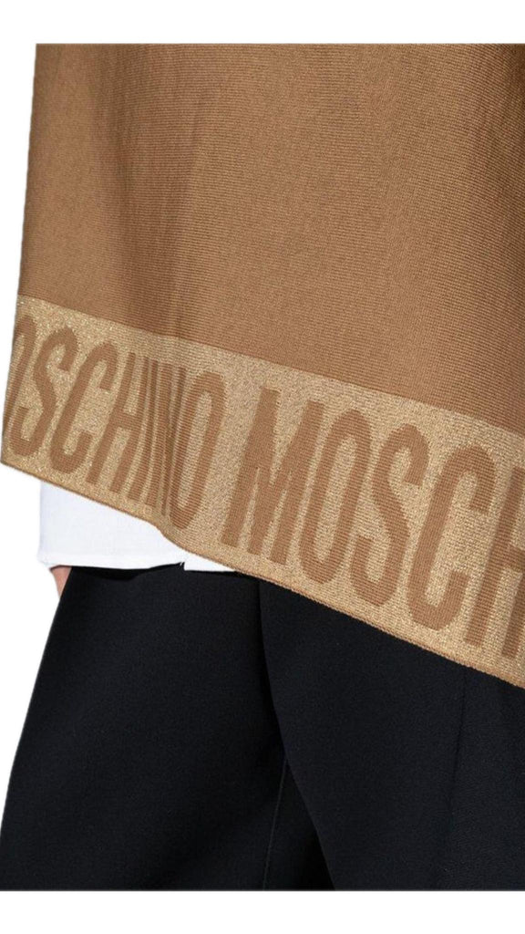 Poncho Moschino  30667 M2339 lana rasata  banda logo lurex