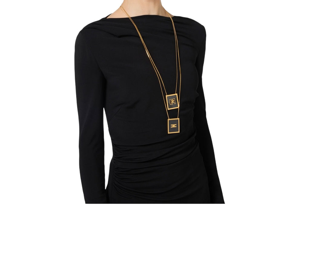 Collana Elisabetta Franchi CO17M46E2 con placca logo in plexiglass
