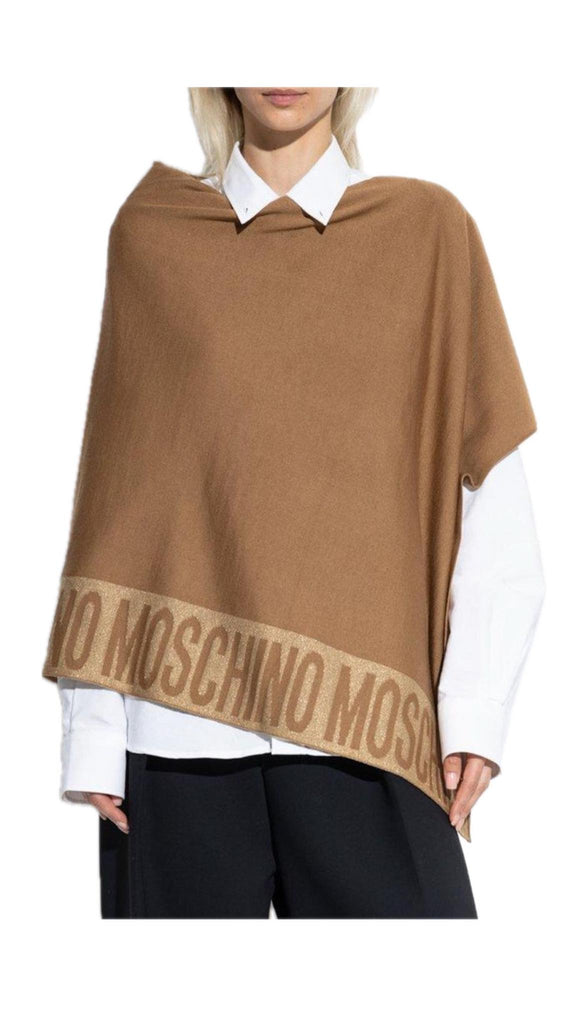 Poncho Moschino  30667 M2339 lana rasata  banda logo lurex