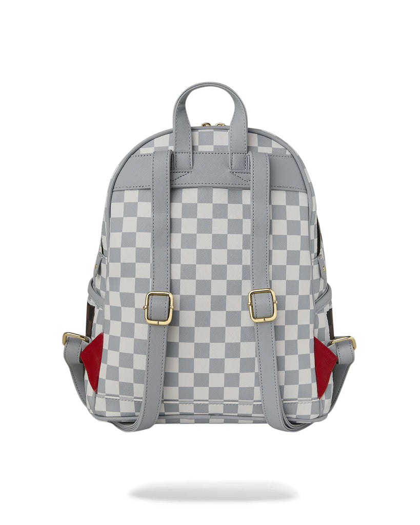 ZAINO SPRAYGROUND 8291 CREAM AND BROWN TEAR CHECK SAVAGE BACKPACK