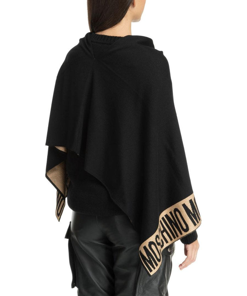 Poncho Moschino  30667 M2339 lana rasata  banda logo lurex