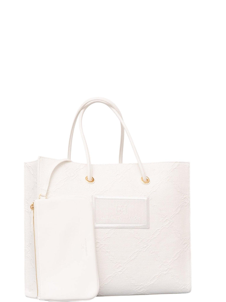 Borsa Elisabetta Franchi BS82A52E2 Tote grande in rafia jacquard