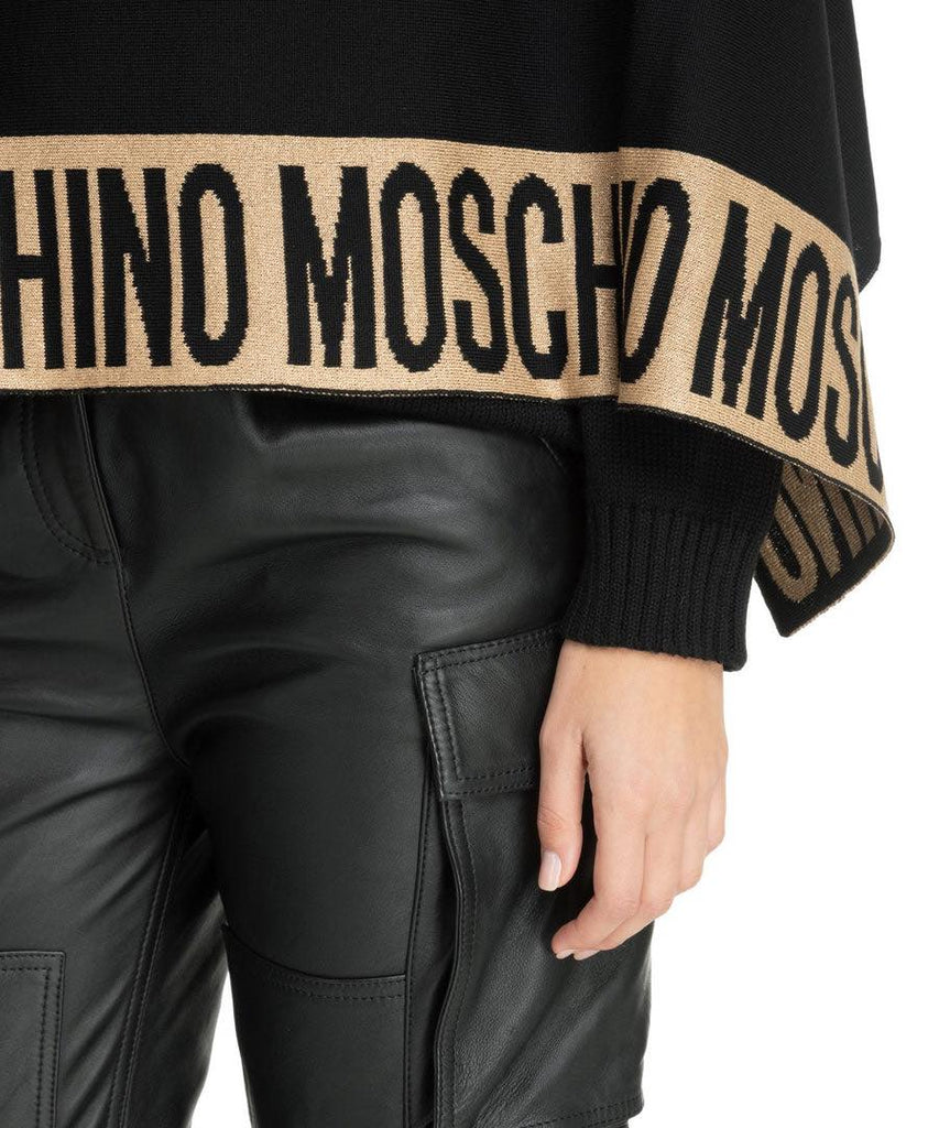 Poncho Moschino  30667 M2339 lana rasata  banda logo lurex