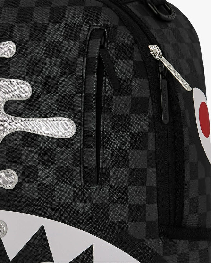 ZAINO SPRAYGROUND 8940 SILVER SIDE DRIP BLACK CHECK DLXSV BACKPACK