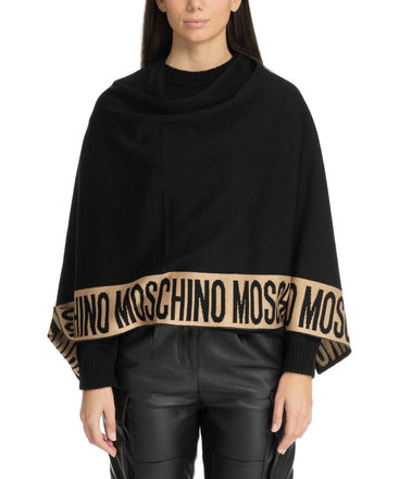 Poncho Moschino  30667 M2339 lana rasata  banda logo lurex