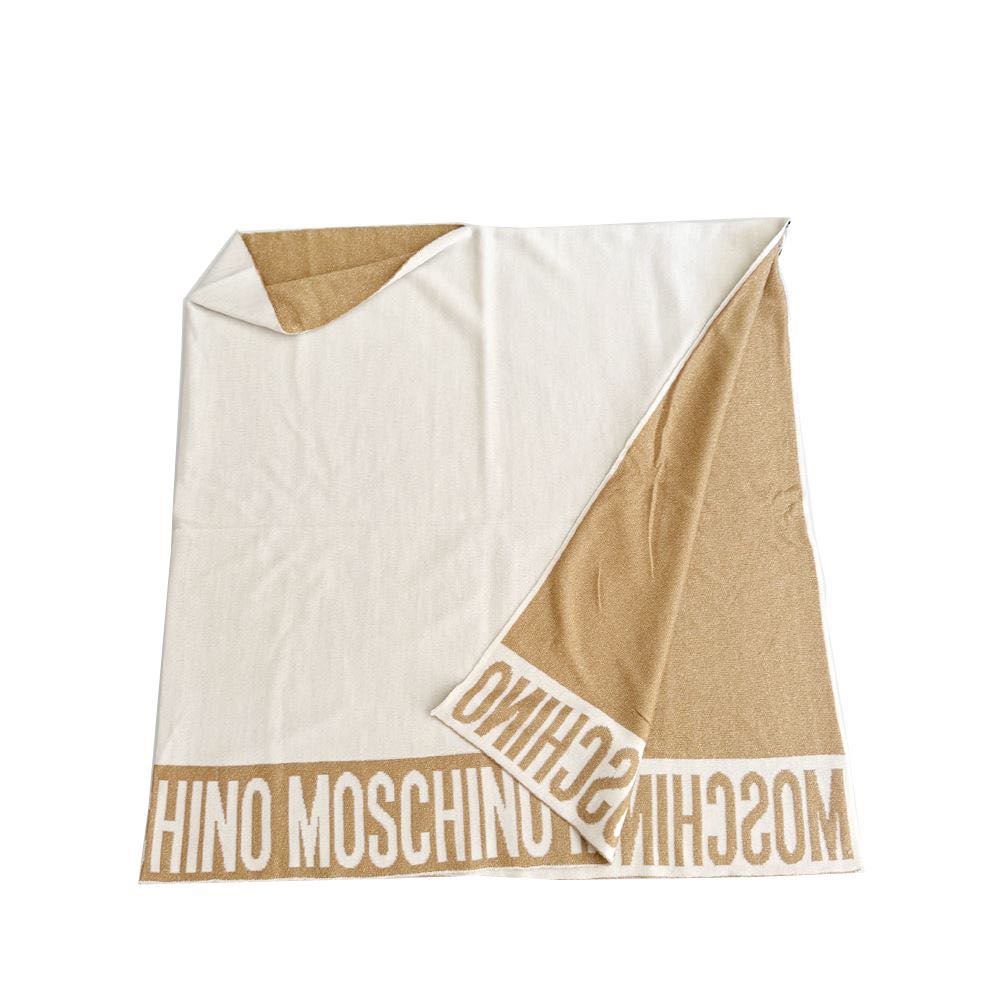 Poncho Moschino  30667 M2339 lana rasata  banda logo lurex