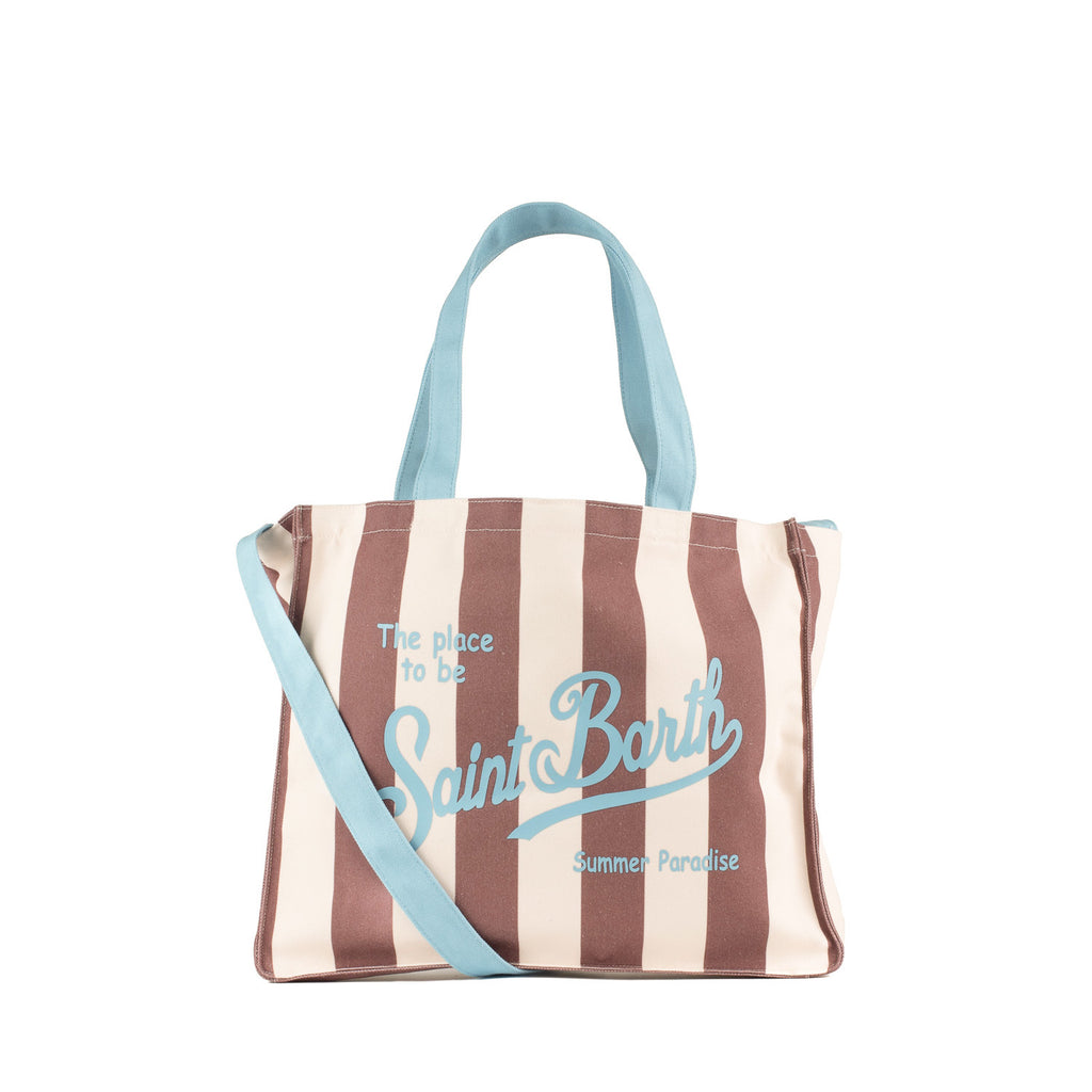 Borsa Saint Barth Essential Bag stripes panna e marrone EBAGN007 09185L