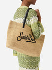 BORSA SAINT BARTH RAF001 00421L CITY IN RAFFIA CON LOGO NERO RICAMATO A CONTRASTO