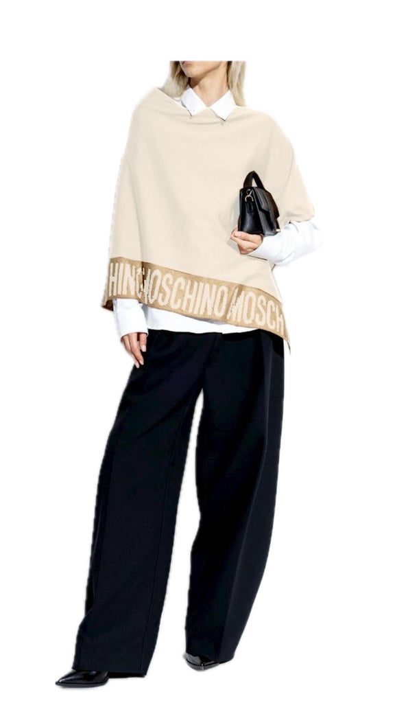 Poncho Moschino  30667 M2339 lana rasata  banda logo lurex