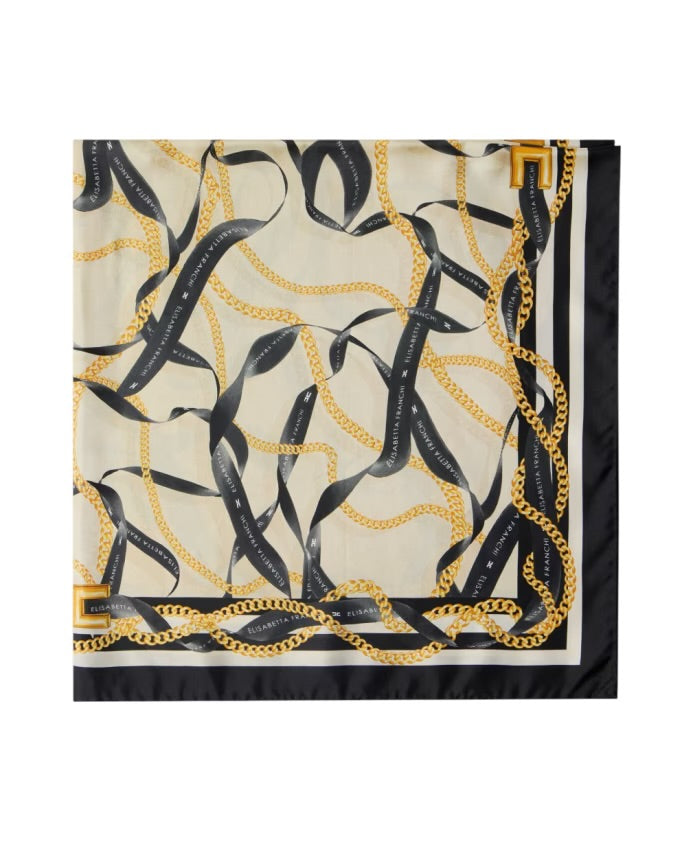Foulard Elisabetta Franchi FO16L61E2 maxi quadrato con fantasia catene
