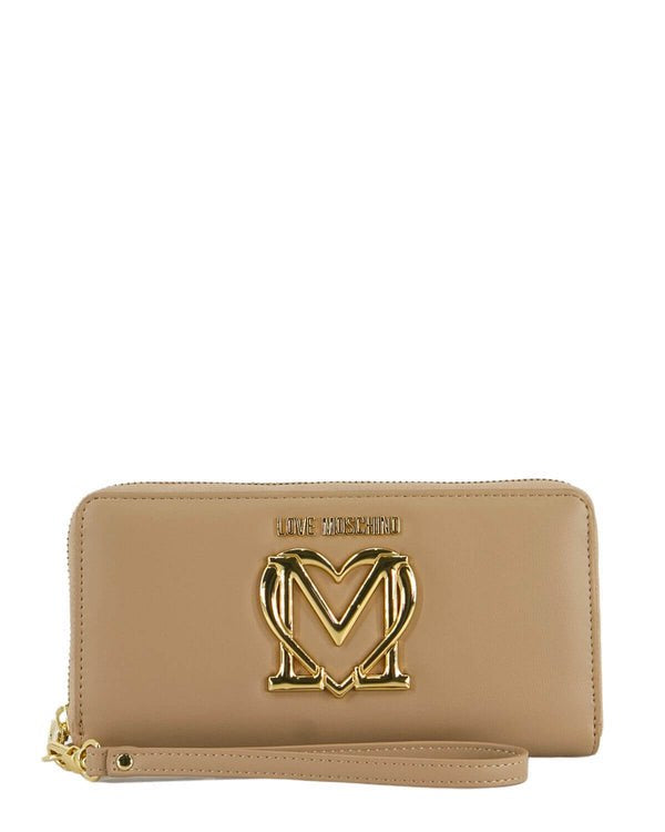 Portafoglio Love Moschino JC5712 Zip Around con polsiera Crema