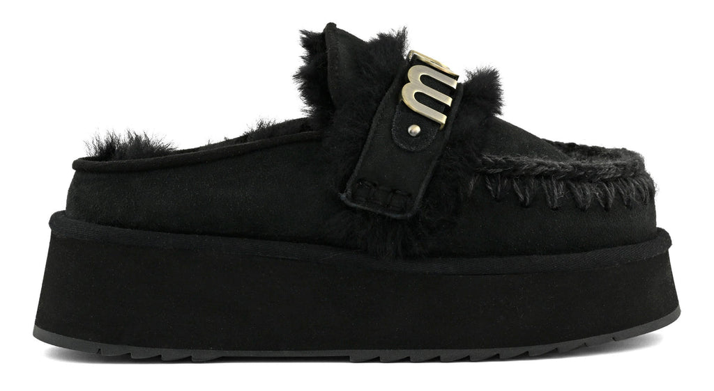 Scarpe MOU Platform clog with strap logo BKBK MU.FW681006A Black