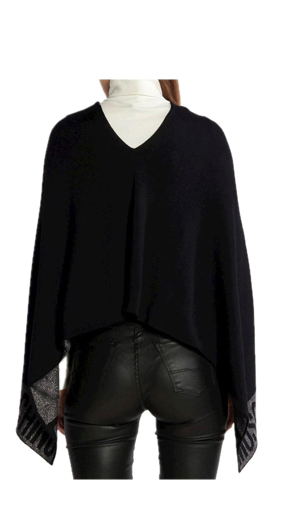 Poncho Moschino  30667 M2339 lana rasata  banda logo lurex