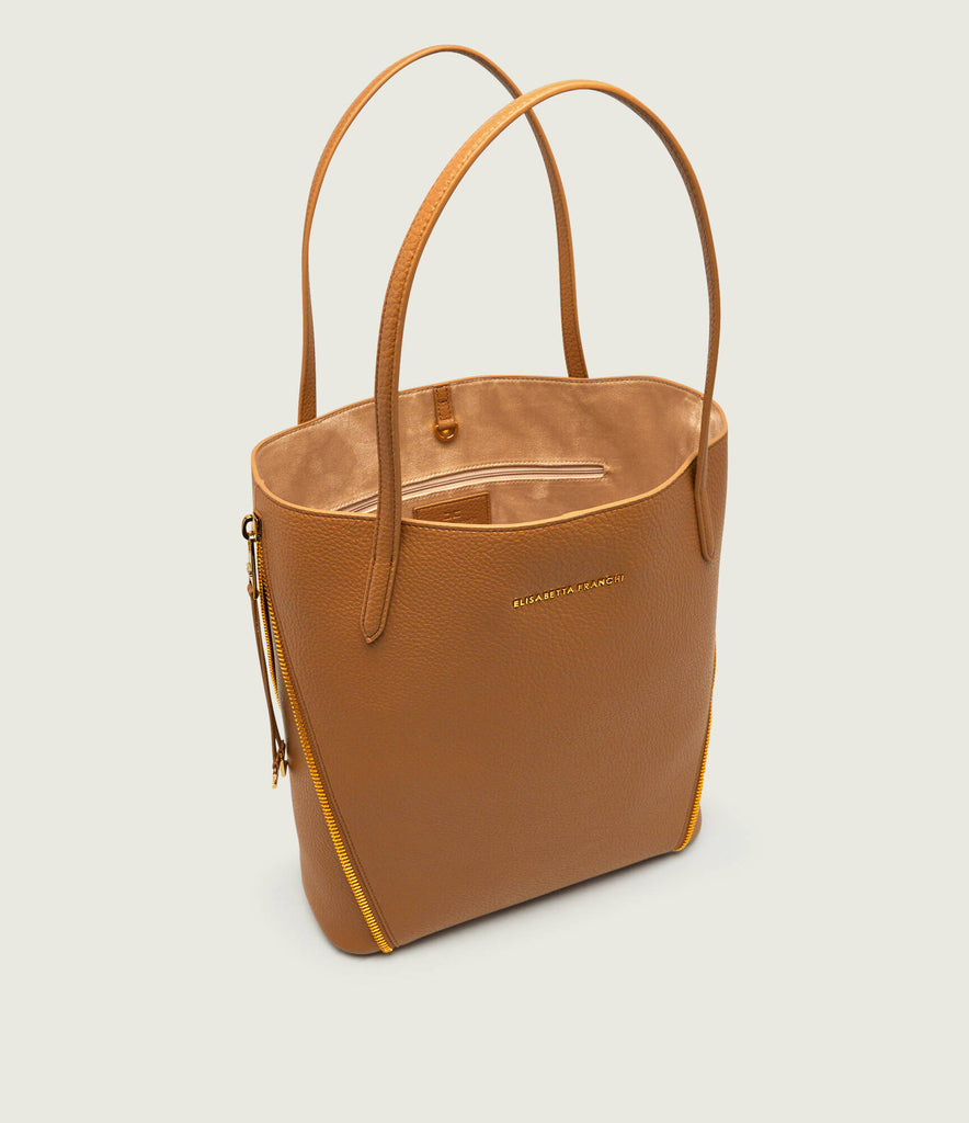 Borsa Elisabetta Franchi BS24A66E2 shopper bag con zip gold laterali