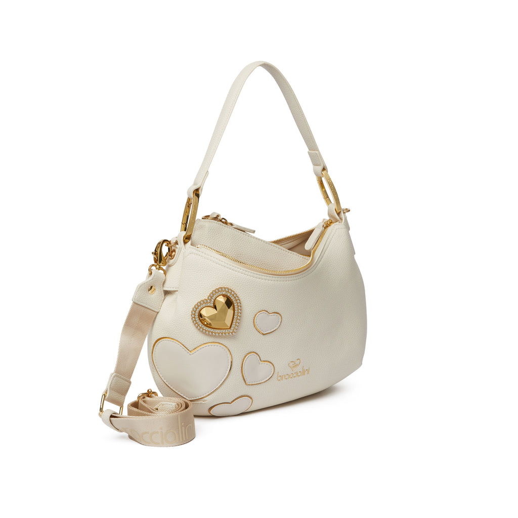 Borsa Braccialini B18212 Hobo Bag Beth Patch Avorio