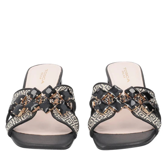 Scarpe Tosca Blu SS2530S0304 Sandalo Ocean in raffia con accessorio colore nero