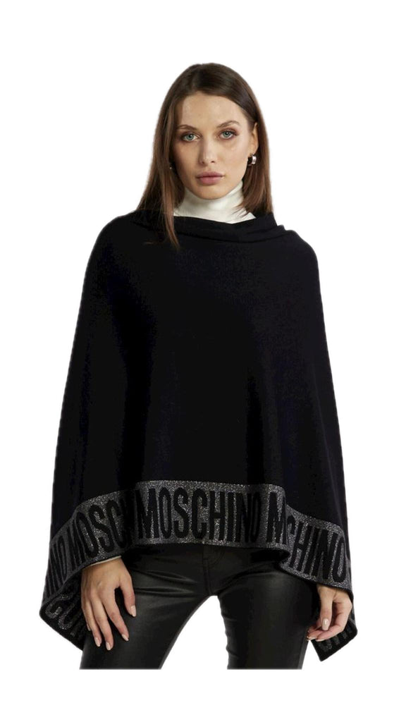 Poncho Moschino  30667 M2339 lana rasata  banda logo lurex