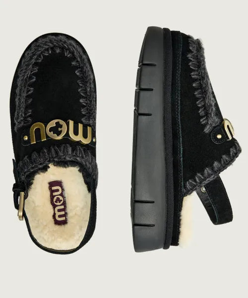 Scarpe MOU Bounce clog back strap lette BKBK MU.FW531026A Black