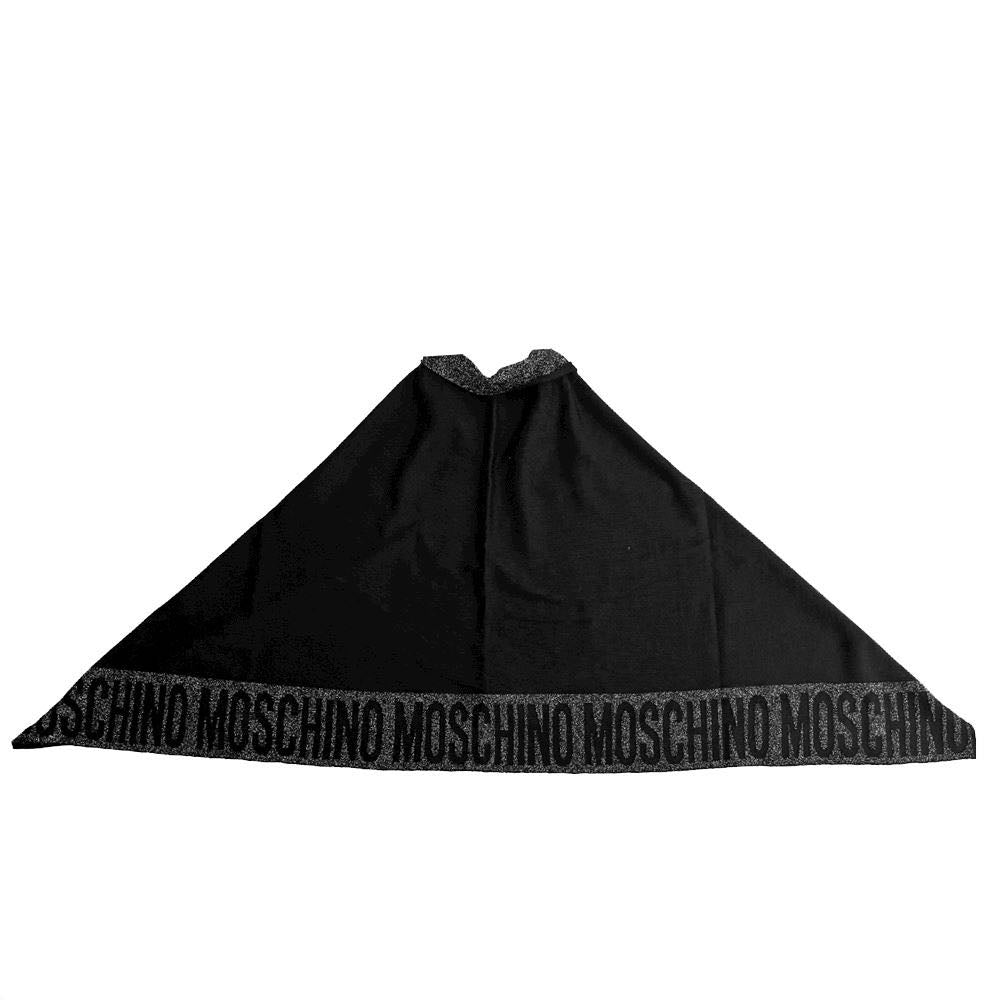 Poncho Moschino  30667 M2339 lana rasata  banda logo lurex