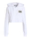 Felpa Moschino Cropped Con Zip E Cappuccio Logo Ricamo Codice A Barre EA1709