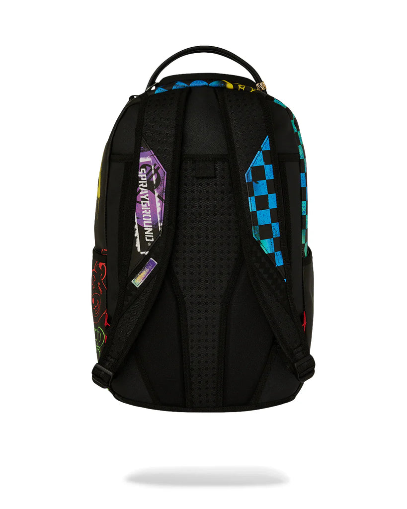ZAINO SPRAYGROUND ART7620 SHARK CENTRAL STENCILS- BLACK DLXSV BACKPACK