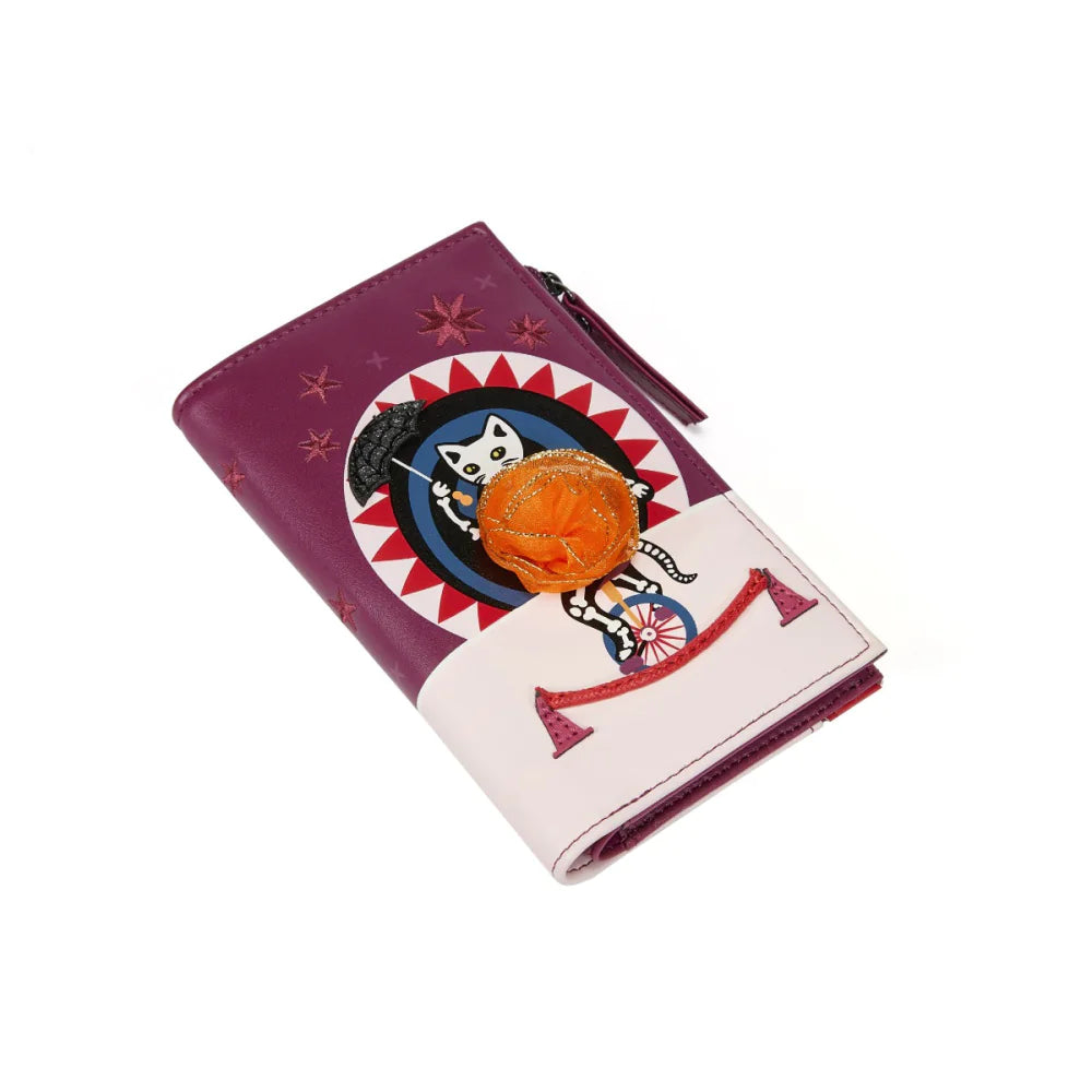 Portafoglio Vendula F44583371 Skelecat's Travelling Ghost Circus Compact Folding Wallet