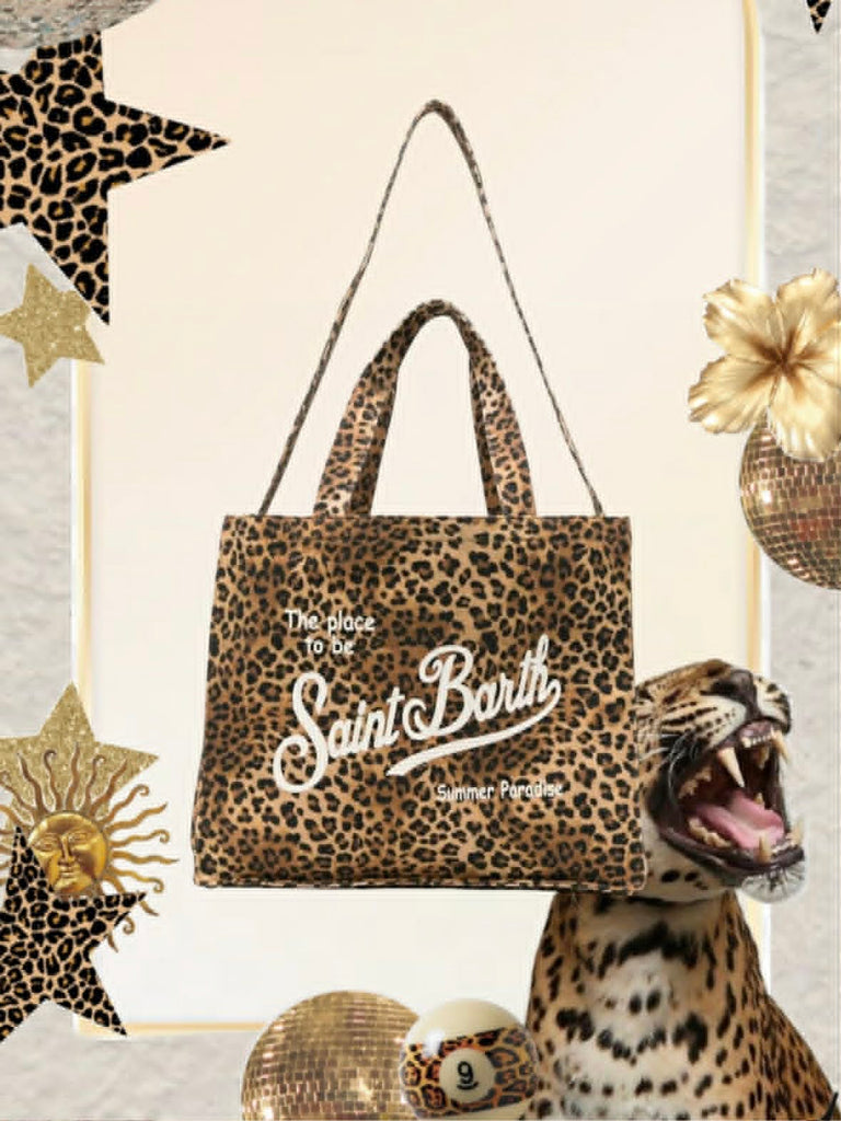 Borsa Saint Barth Essential Bag In Canvas Leopardato EBAGN007 00653L