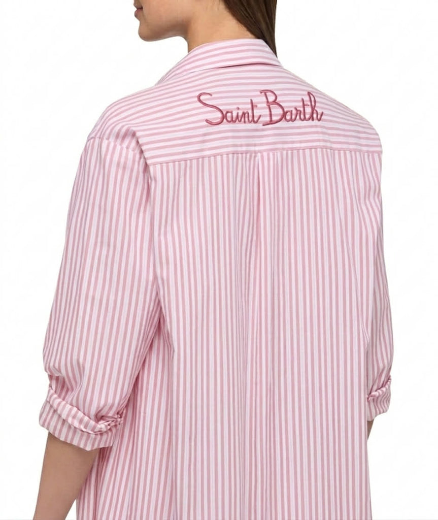 Abito Chemisier Saint Barth Maxi In Cotone Con Stampa A Righe Adeline