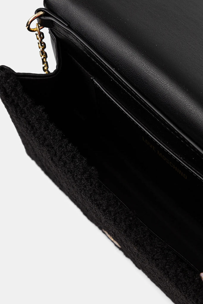 Borsa Love Moschino JC4379 con Tracolla  in Tessuto Teddy Nero