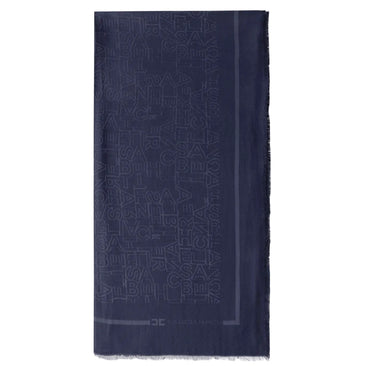 Foulard Elisabetta Franchi SC02F46E2 Kefiah blu navy con logo tono su tono